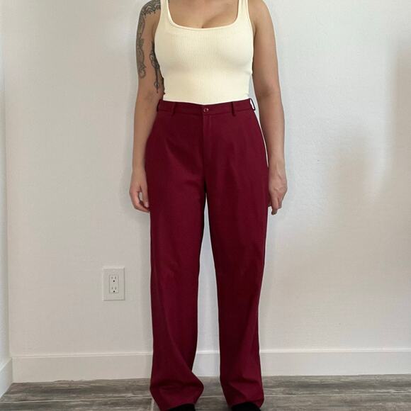 Vintage 90s Armani Collezioni Red Wool Blend Trousers Pants Italy Quiet Luxury - Picture 2 of 14